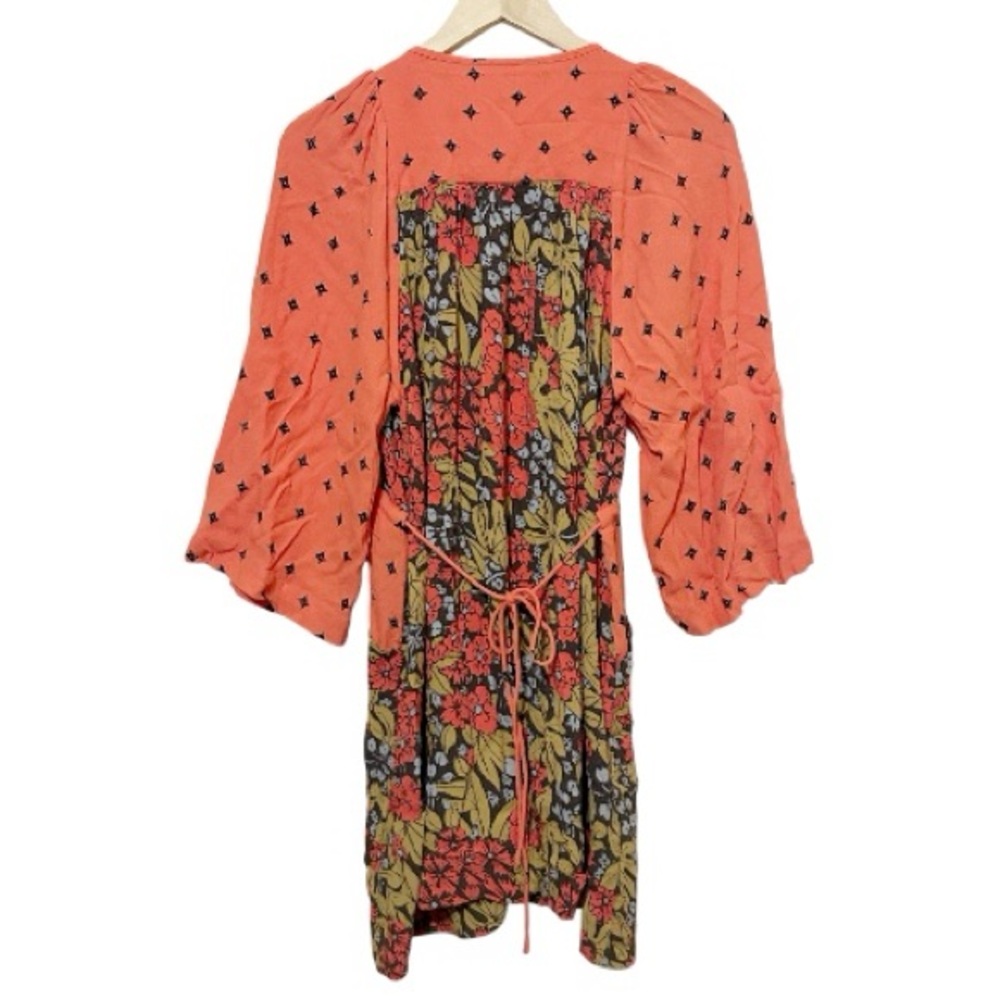 Free People Tallula Coral Floral Mixed Print Boho Mini Dress Size XS - Picture 4 of 7